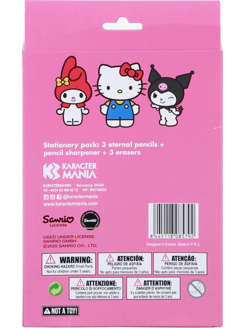 Hello Kitty Mix Pack de 3 Lápis Eternos + 3 Borrachas + Apontador, Rosa - Kiabi