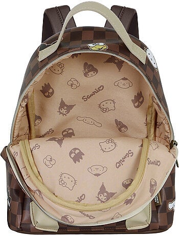 Hello kitty squares mochila heady pequena, marrom