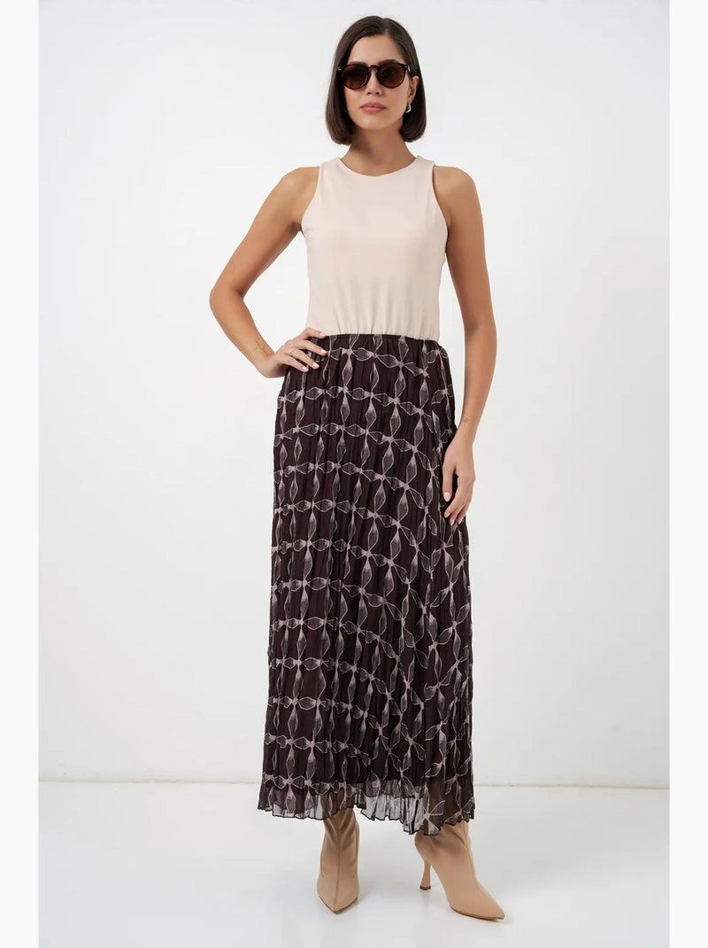 High waist geometric maxi skirt bdart Castanho-chocolate - Kiabi