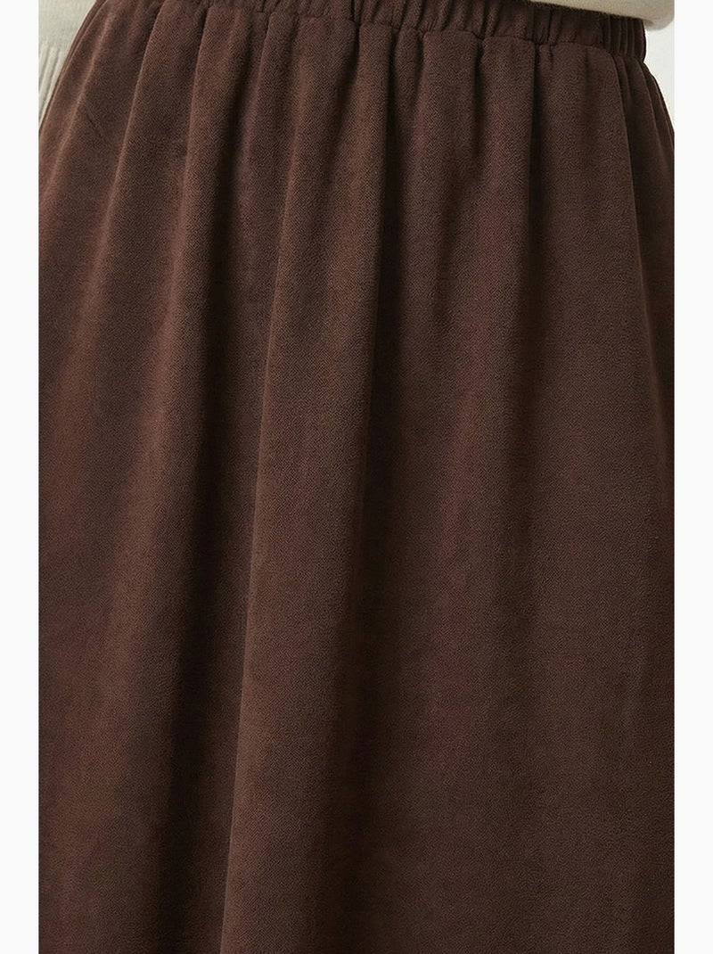 High waist maxi skater skirt with pockets istanbul Castanho-chocolate - Kiabi