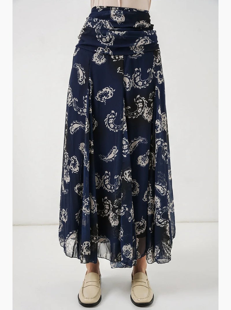 High waist maxi skirt with paisley print bdart Azul-marinho - Kiabi