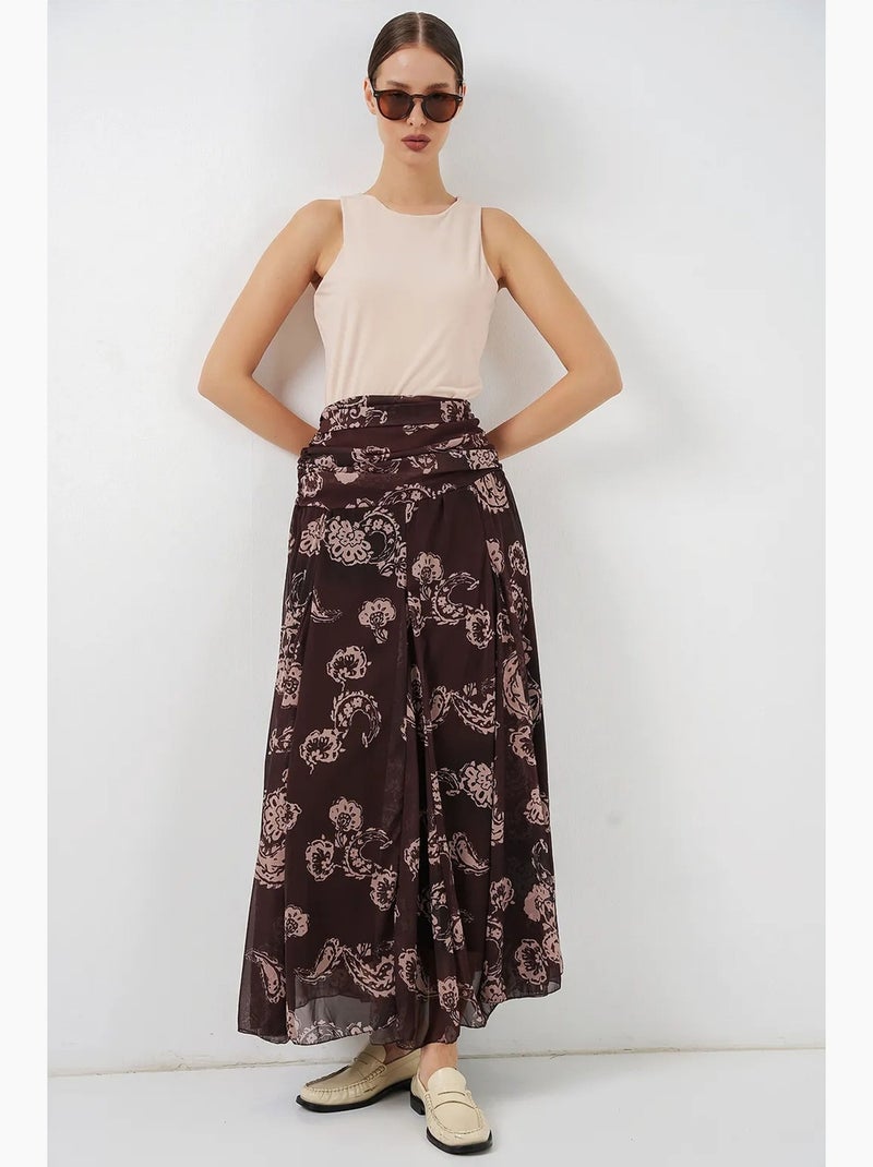 High waist maxi skirt with paisley print bdart Castanho-chocolate - Kiabi