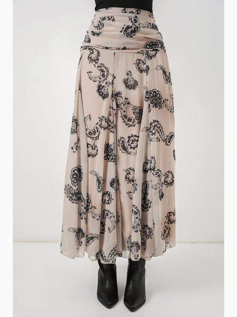 High waist maxi skirt with paisley print bdart Creme - Kiabi