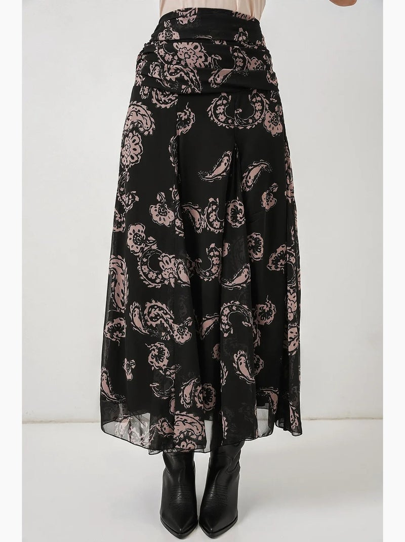 High waist maxi skirt with paisley print bdart Preto - Kiabi