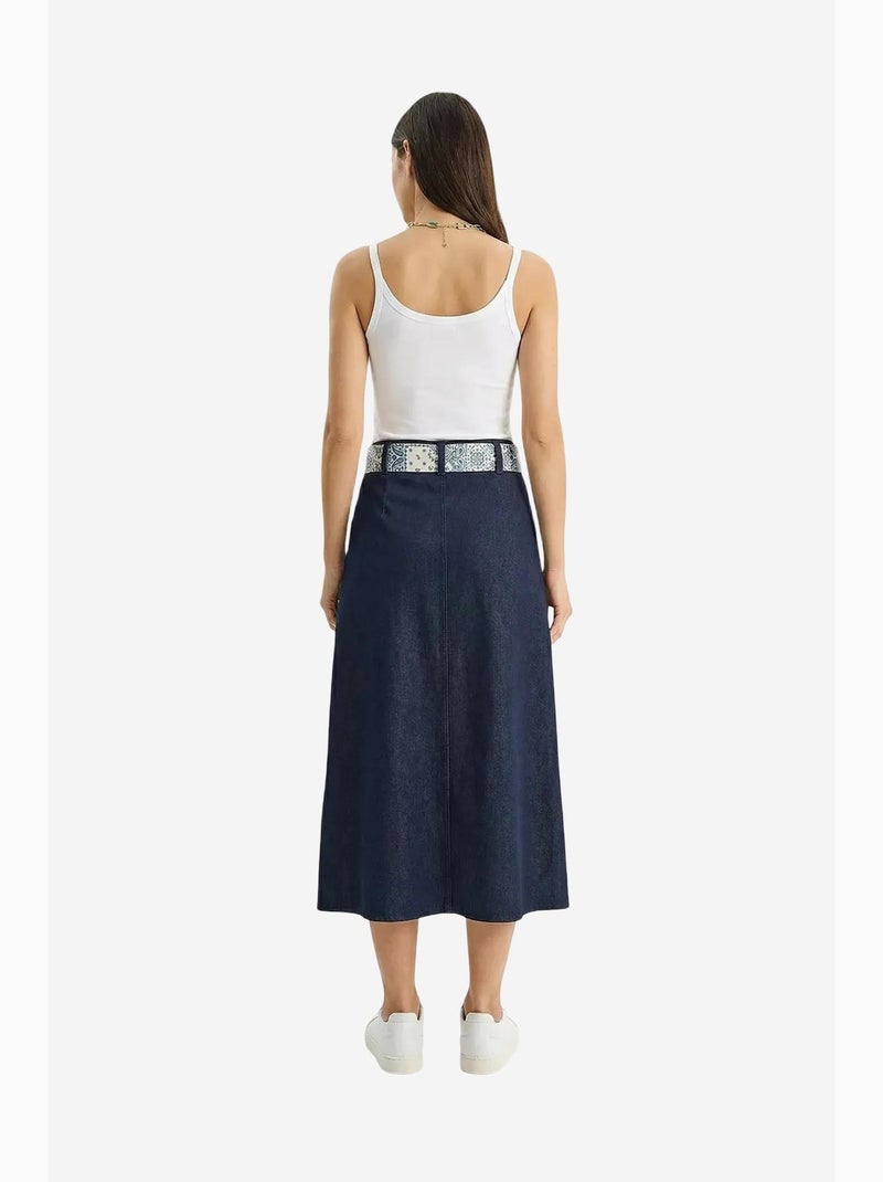 High waist satin midi skirt with slit lucci Azul-marinho - Kiabi