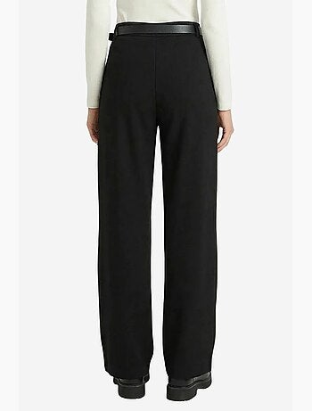 High waist textured wide leg trousers with buckle istanbul