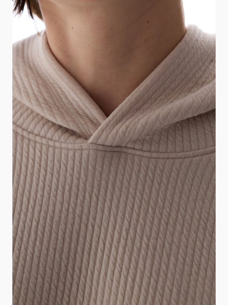 Hoodie canelado feminino penti Bege-argila - Kiabi