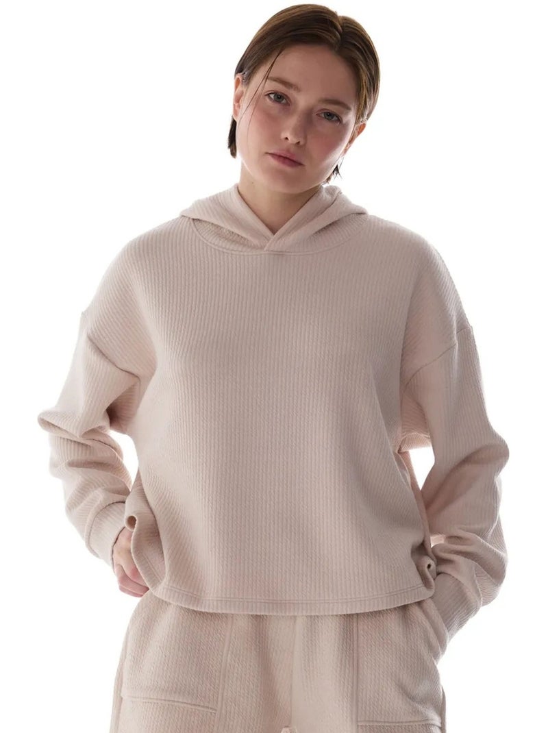 Hoodie canelado feminino penti Bege-argila - Kiabi