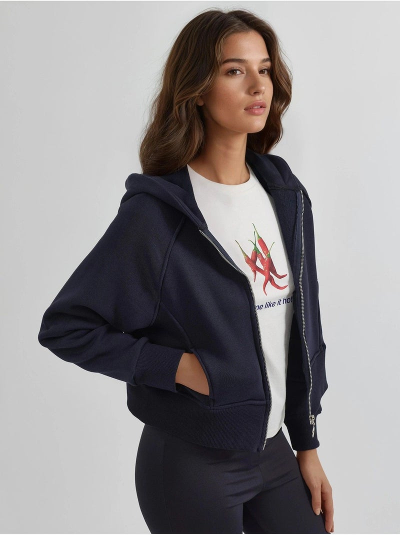 Hoodie com fecho de correr de corte relaxed hiccup Azul-marinho - Kiabi