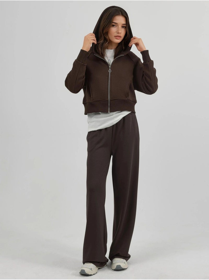 Hoodie com fecho de correr de corte relaxed hiccup Castanho-escuro - Kiabi