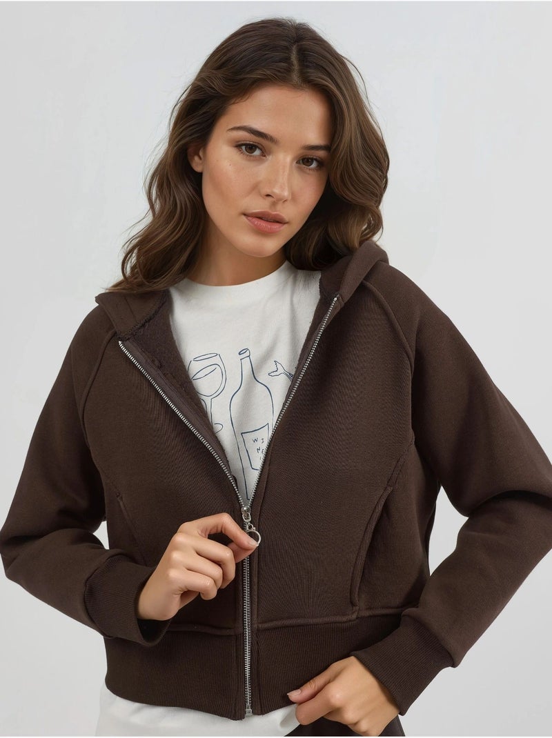Hoodie com fecho de correr de corte relaxed hiccup Castanho-escuro - Kiabi