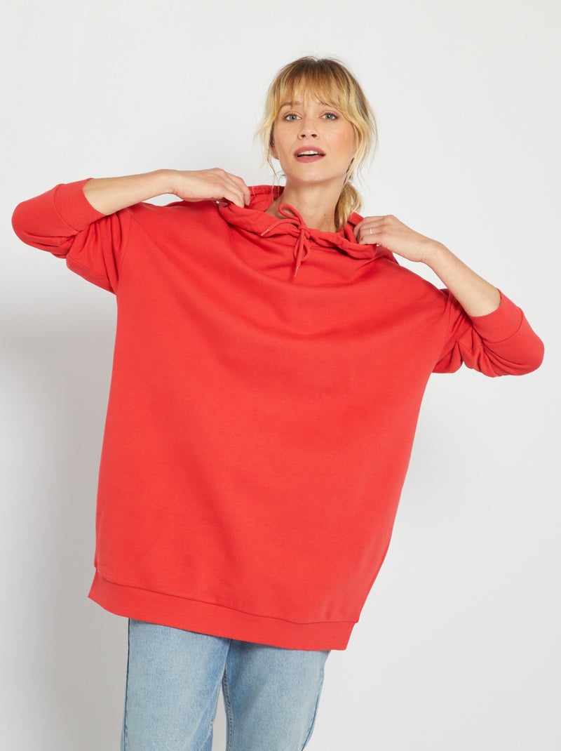 Hoodie em moletão VERMELHO - Kiabi
