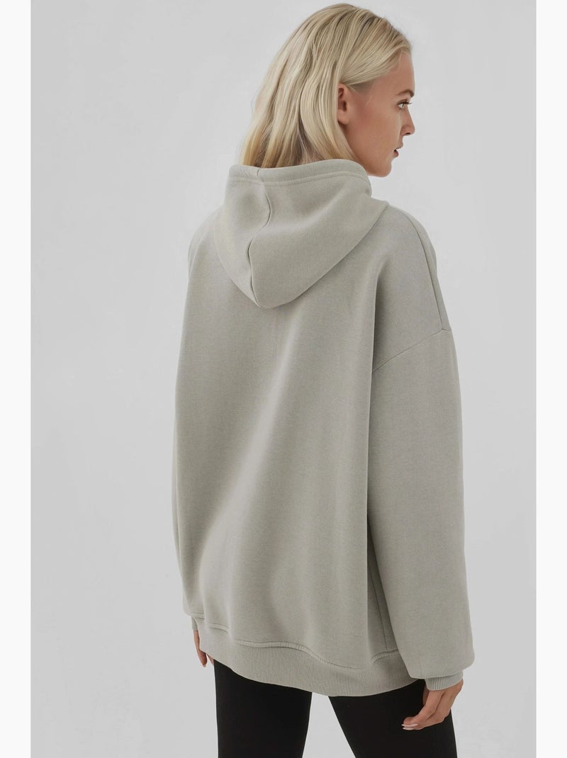 Hoodie texturizada com fecho integral e bolsos hiccup Cinza claro - Kiabi