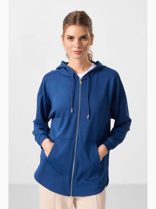 Hoodie túnica longo oversized com capuz e fecho tommy - Kiabi