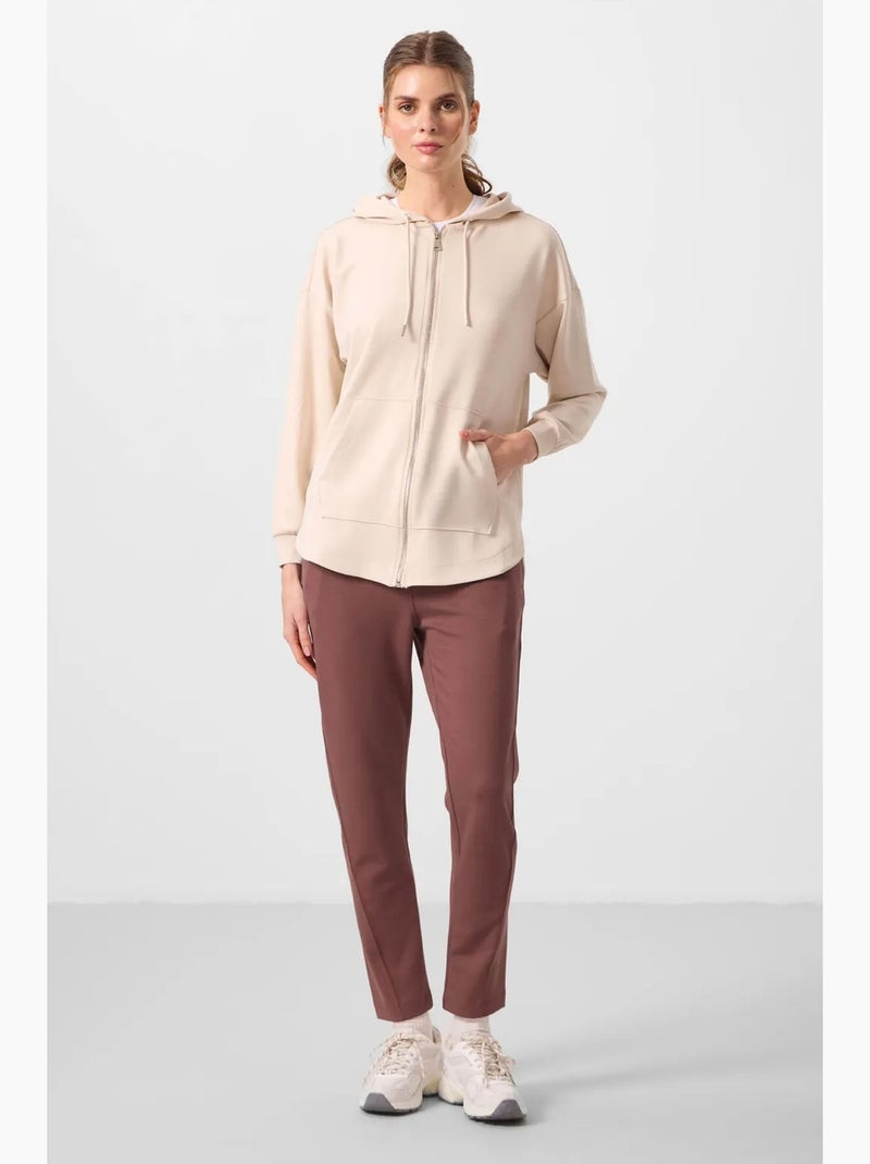 Hoodie túnica longo oversized com capuz e fecho tommy Bege-argila - Kiabi