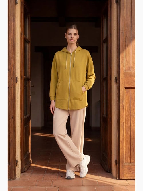 Hoodie túnica longo oversized com capuz e fecho tommy - Kiabi