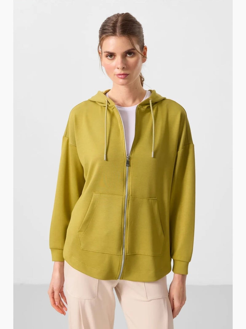 Hoodie túnica longo oversized com capuz e fecho tommy Cáqui - Kiabi