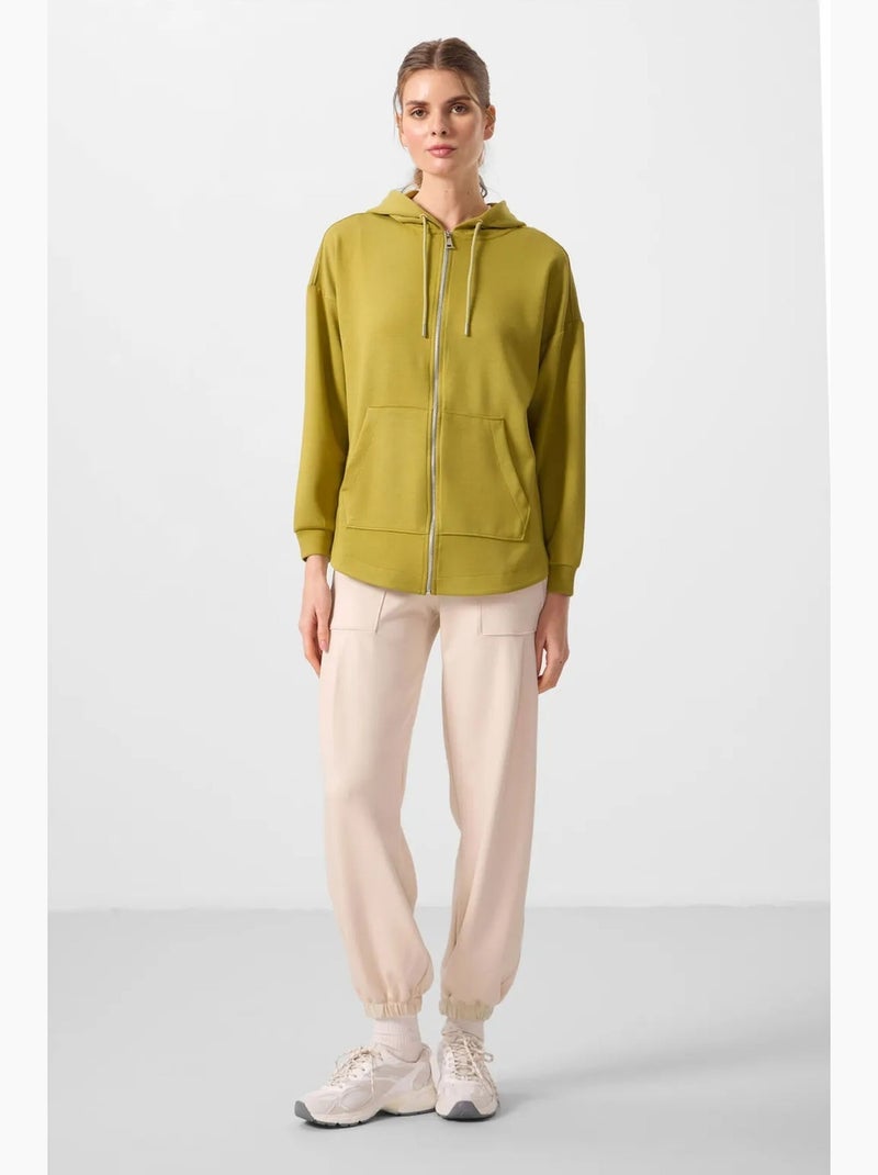 Hoodie túnica longo oversized com capuz e fecho tommy Cáqui - Kiabi
