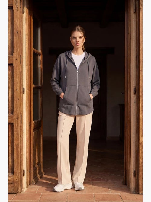 Hoodie túnica longo oversized com capuz e fecho tommy - Kiabi