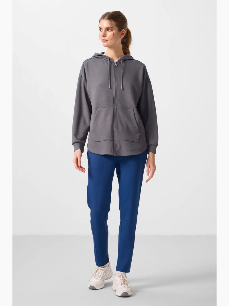 Hoodie túnica longo oversized com capuz e fecho tommy Cinza-preto - Kiabi