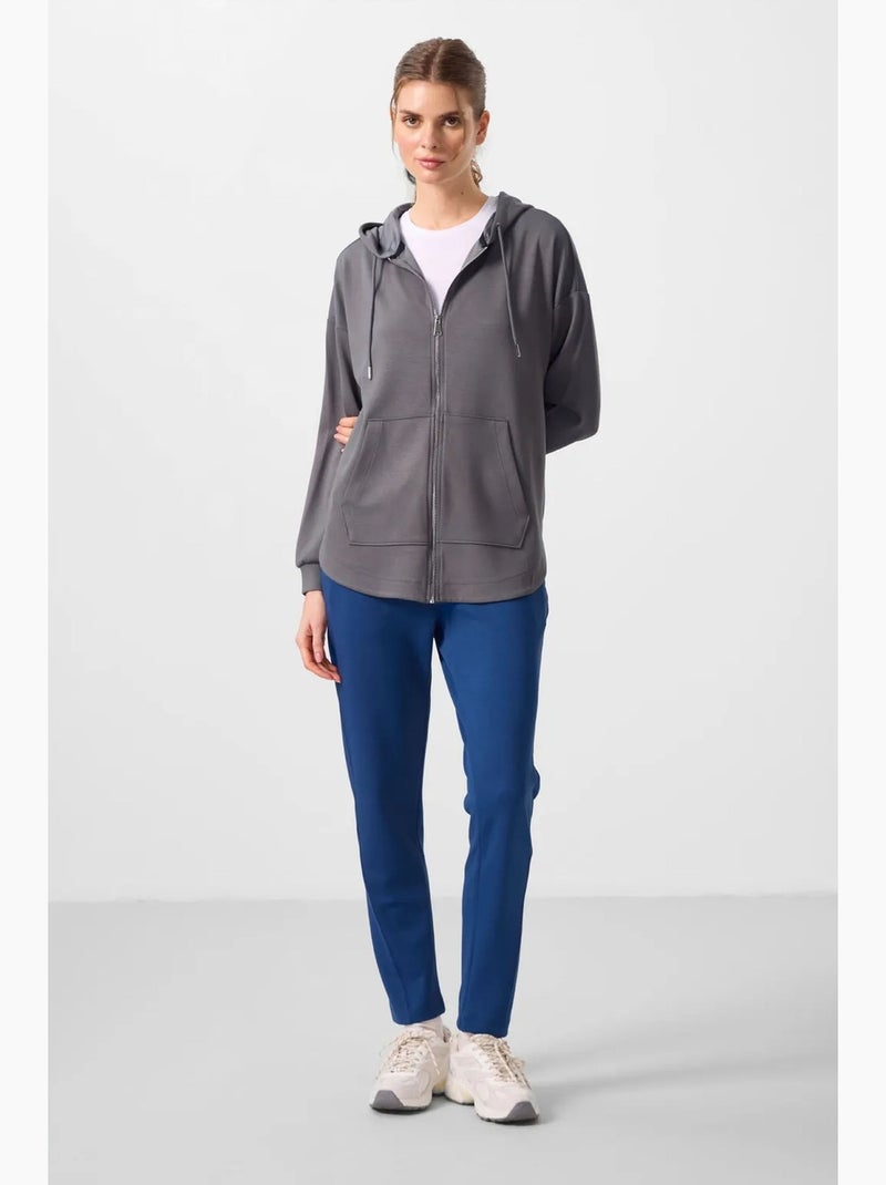 Hoodie túnica longo oversized com capuz e fecho tommy Cinza-preto - Kiabi