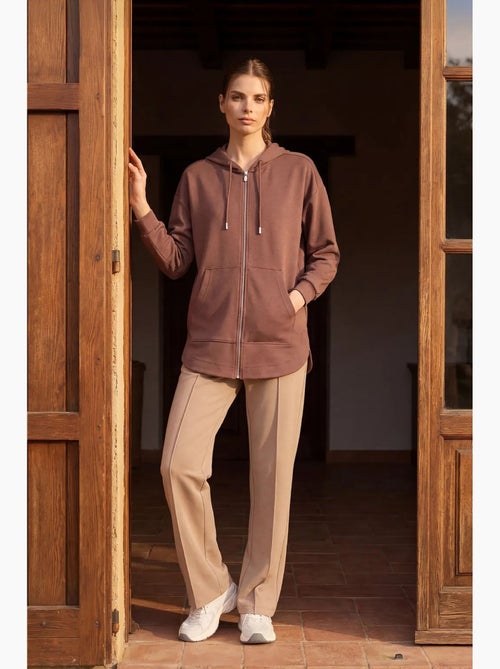 Hoodie túnica longo oversized com capuz e fecho tommy - Kiabi
