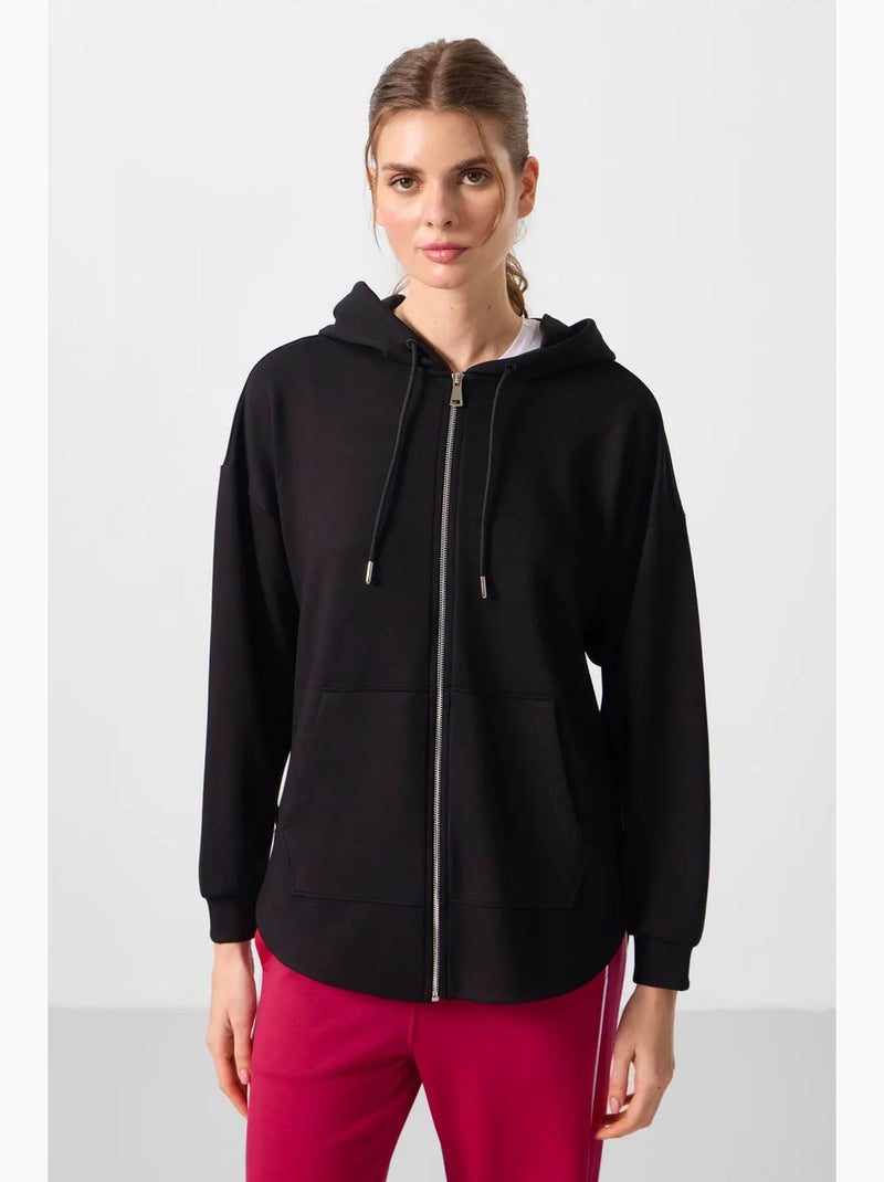 Hoodie túnica longo oversized com capuz e fecho tommy Preto - Kiabi