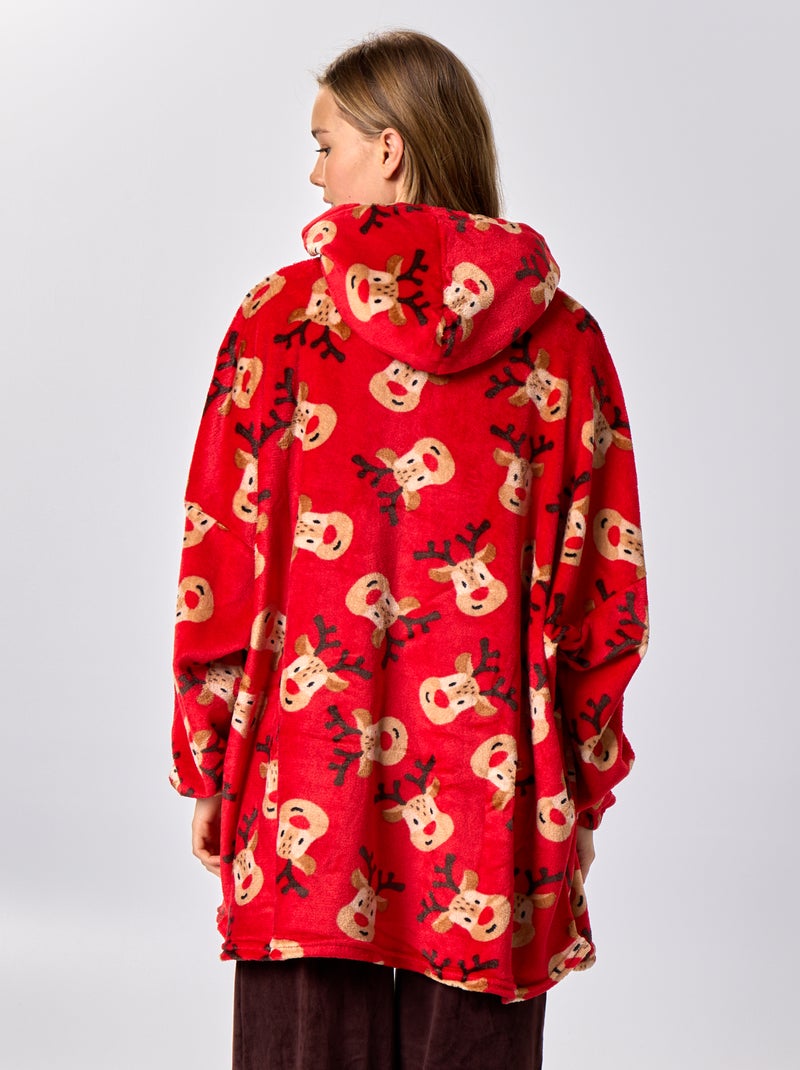 Hoodies com capuz em malha peluche 'Natal' Vermelho - Kiabi