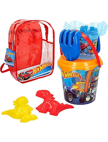 Hot wheels conjunto de balde de praia com acessórios e saco de transporte