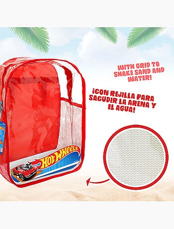 Hot wheels conjunto de balde de praia com acessórios e saco de transporte
