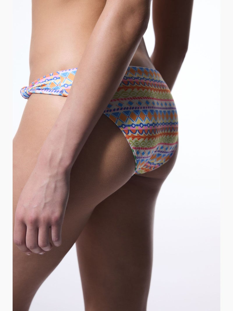 Ila parte de baixo de biquíni reversível de cintura média penti Branco Laranja Azul - Kiabi
