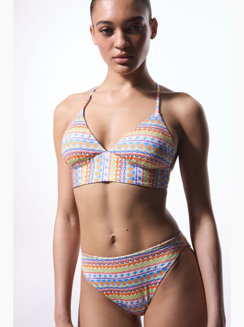 Ila top de biquíni reversível com gola halter penti Branco Laranja Azul - Kiabi