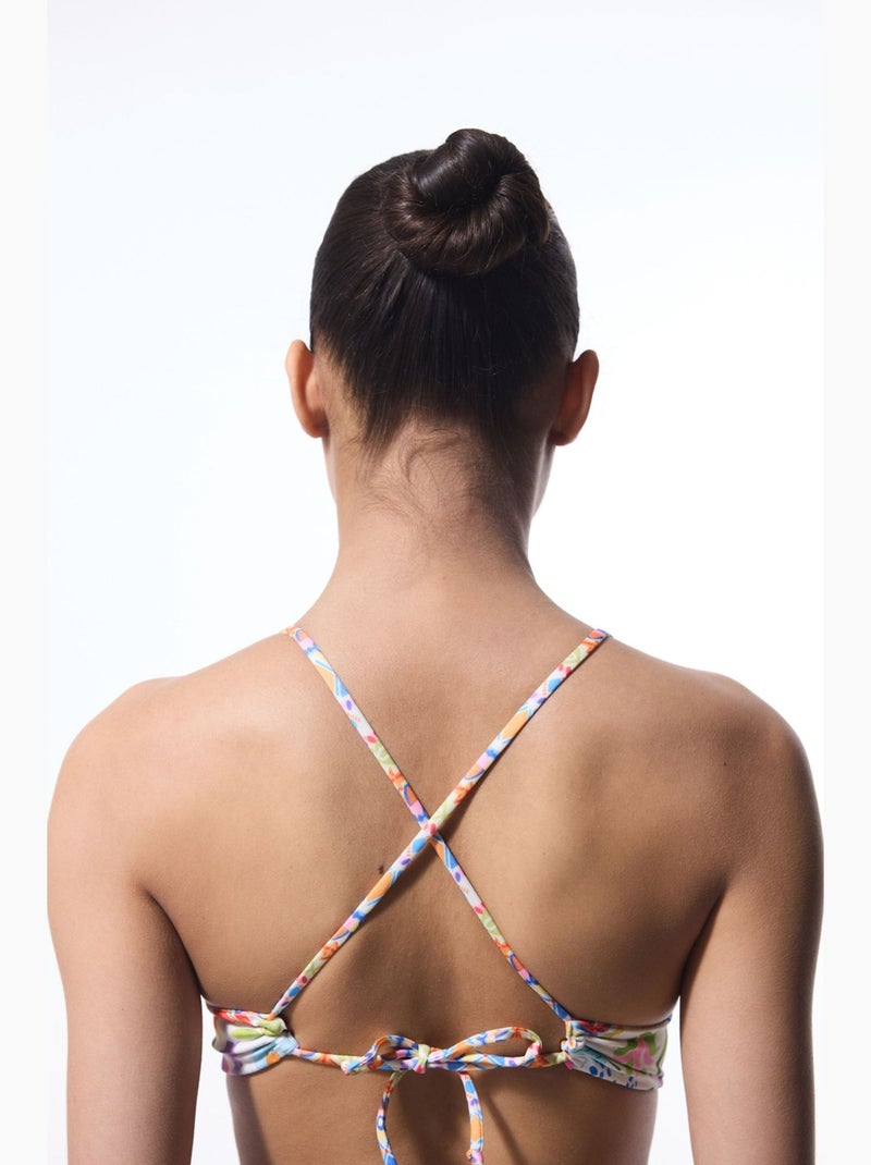 Ila top de biquíni reversível com gola halter penti Branco Laranja Azul - Kiabi