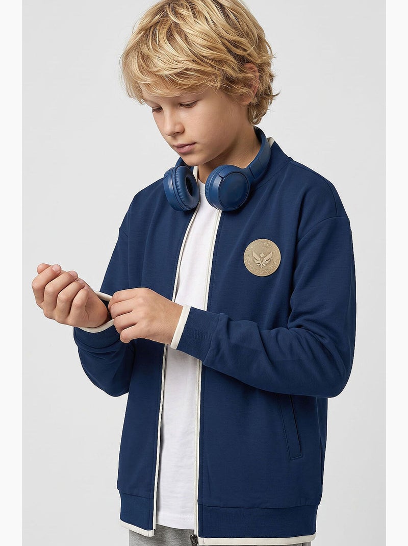 Infantil sweatshirt com fecho e gola redonda tommy Azul-marinho - Kiabi
