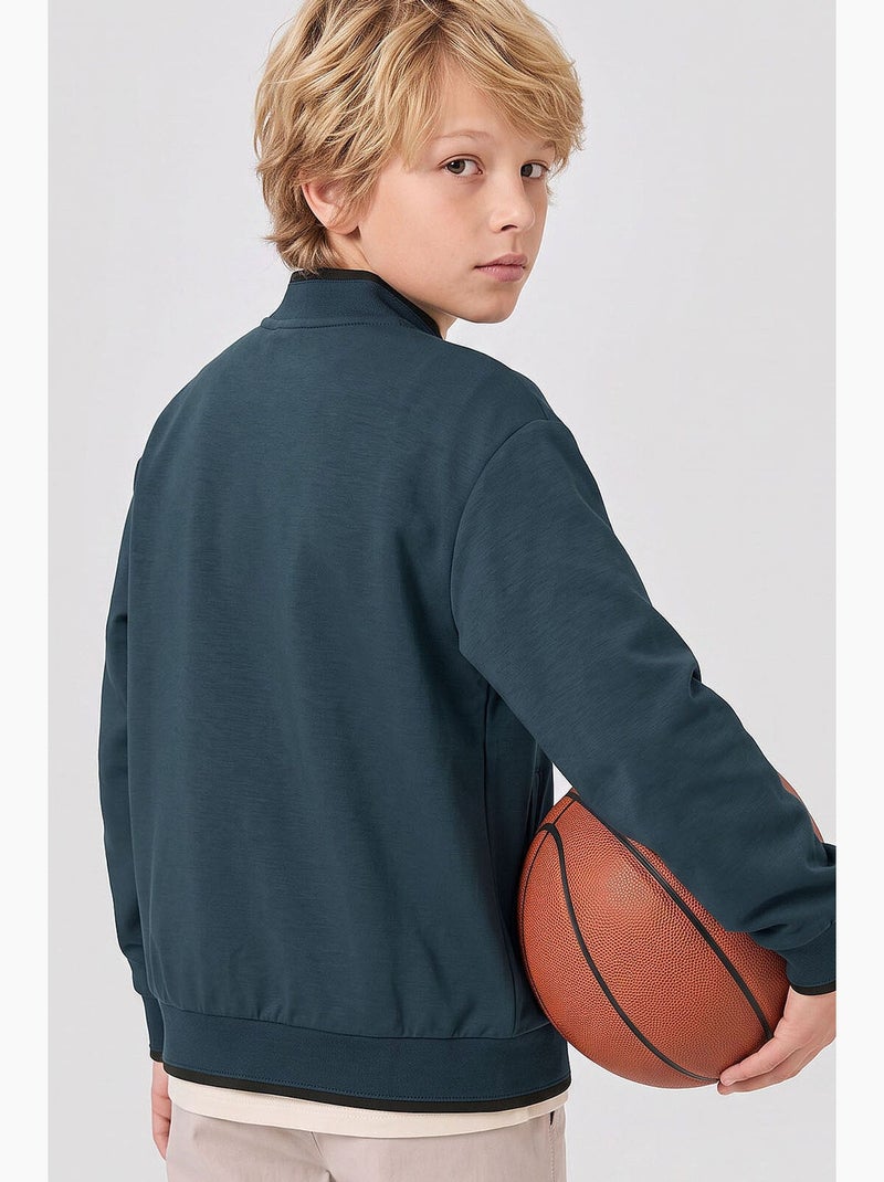 Infantil sweatshirt com fecho e gola redonda tommy Azul-noite - Kiabi
