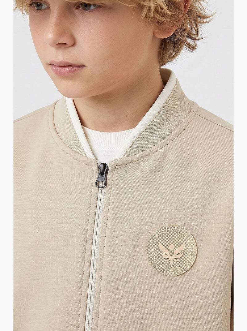 Infantil sweatshirt com fecho e gola redonda tommy Bege-argila - Kiabi