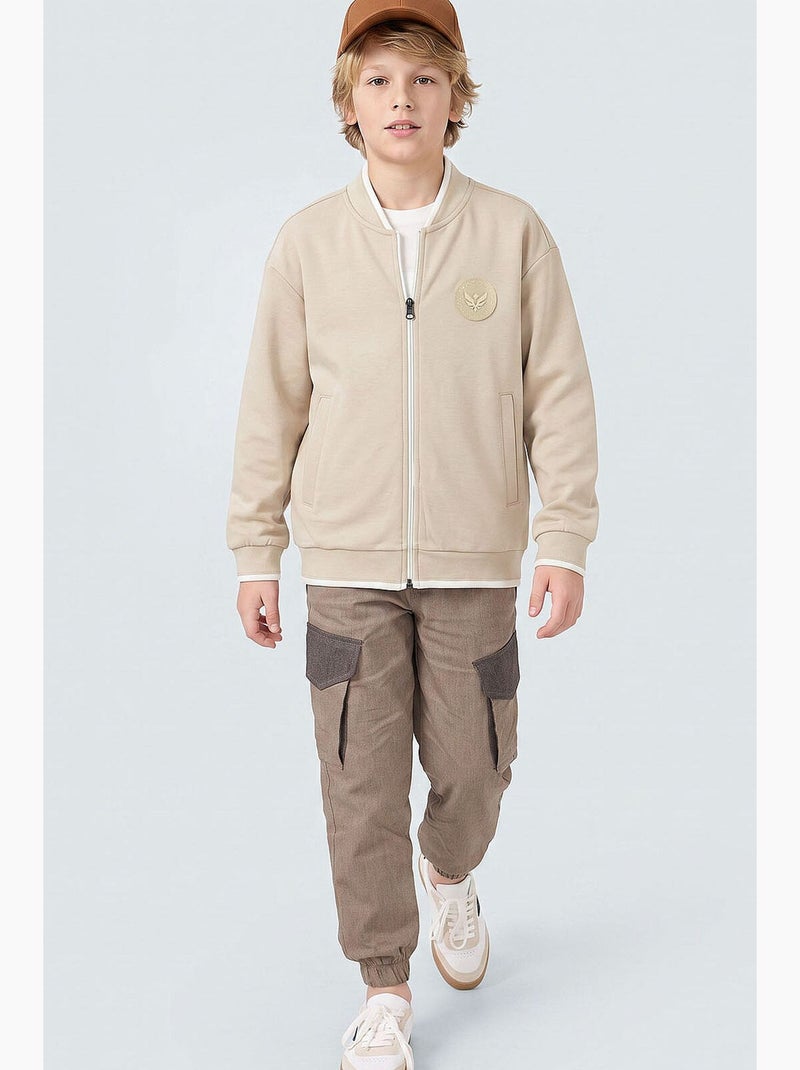 Infantil sweatshirt com fecho e gola redonda tommy Bege-argila - Kiabi