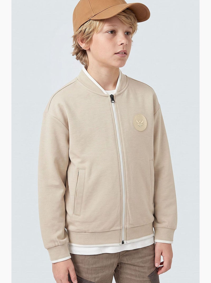 Infantil sweatshirt com fecho e gola redonda tommy Bege-argila - Kiabi