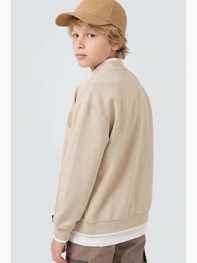 Infantil sweatshirt com fecho e gola redonda tommy Bege-argila - Kiabi
