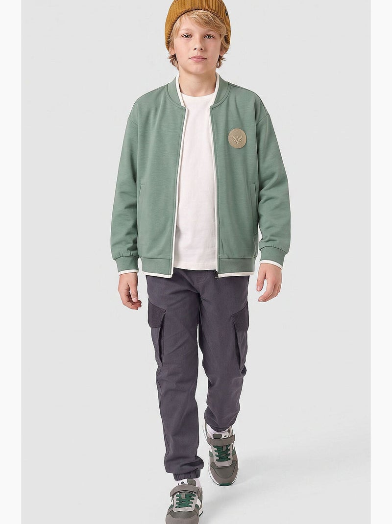 Infantil sweatshirt com fecho e gola redonda tommy Cáqui - Kiabi
