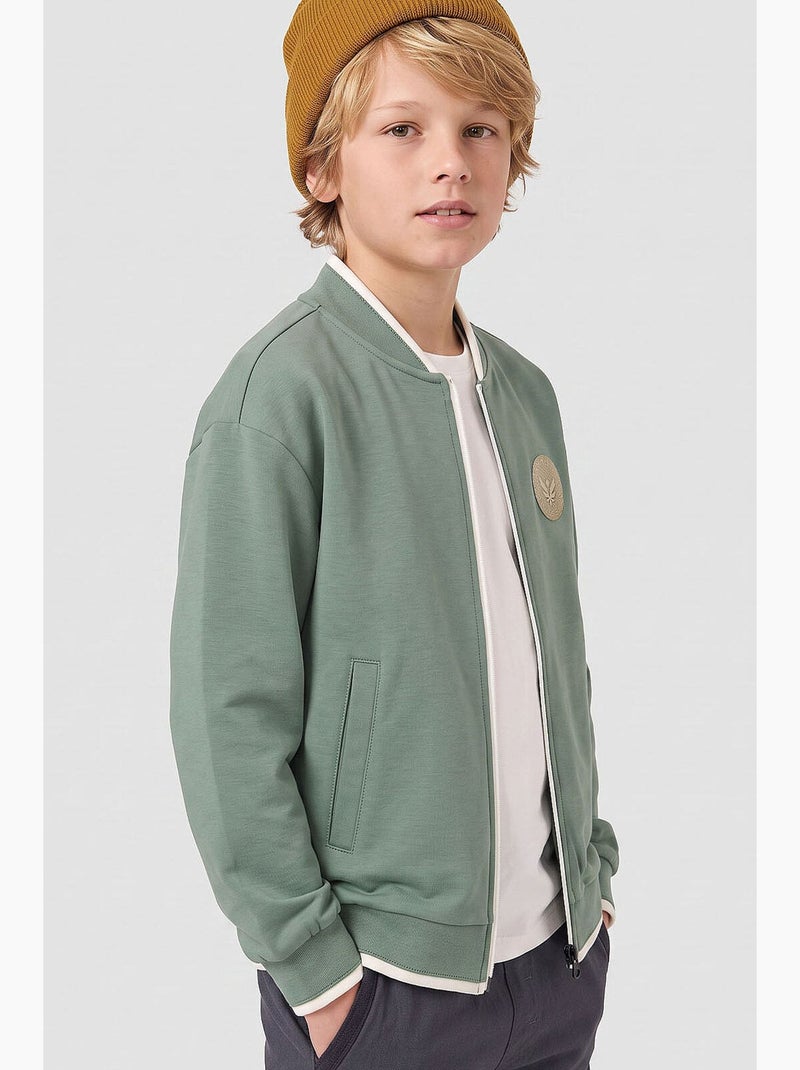 Infantil sweatshirt com fecho e gola redonda tommy Cáqui - Kiabi