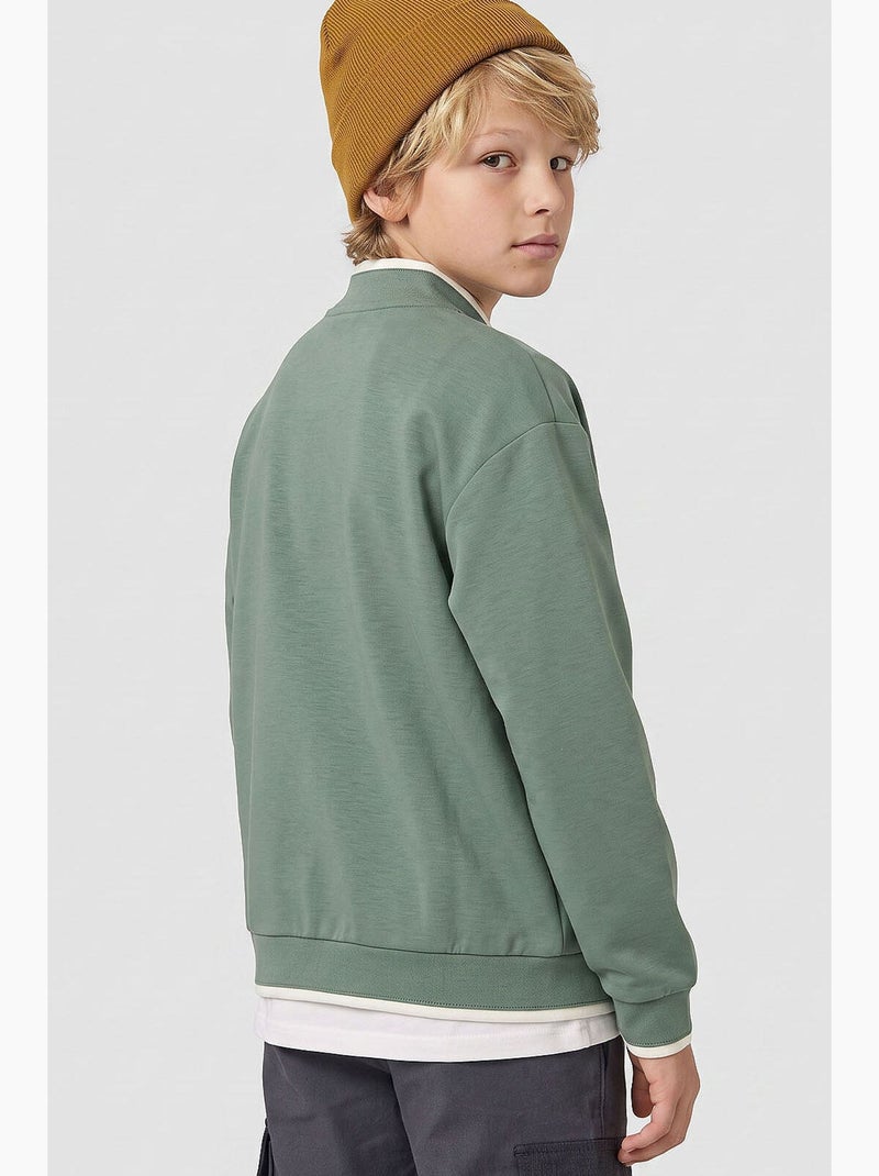 Infantil sweatshirt com fecho e gola redonda tommy Cáqui - Kiabi