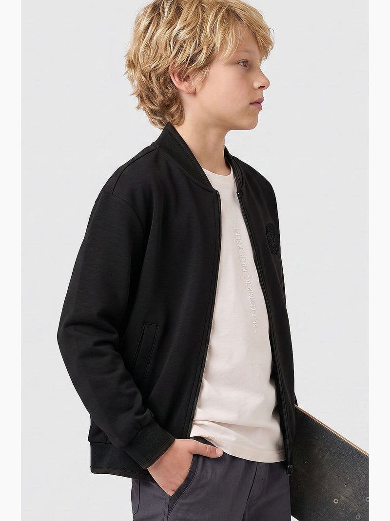 Infantil sweatshirt com fecho e gola redonda tommy Preto - Kiabi