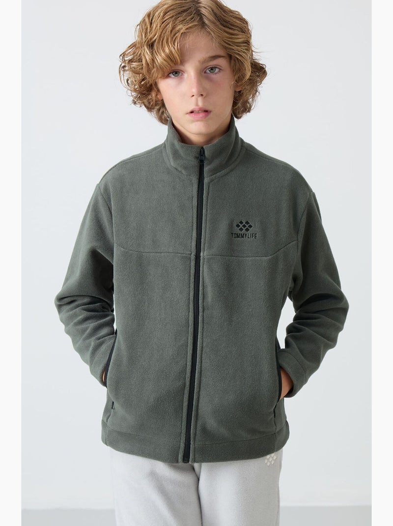 Infantil sweatshirt com gola com fecho tommy Cinza-preto - Kiabi