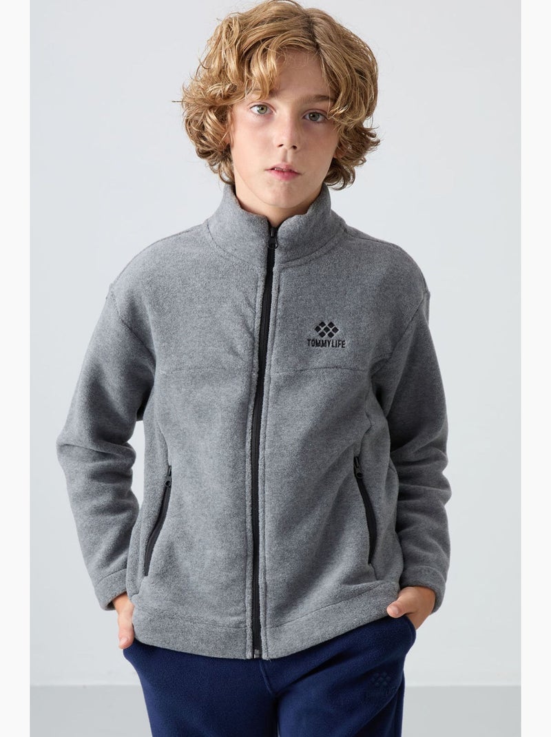 Infantil sweatshirt com gola com fecho tommy Cinza - Kiabi