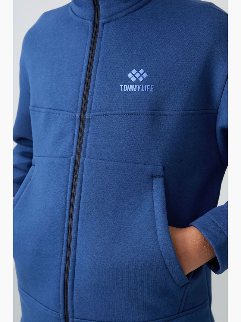 Infantil sweatshirt com gola zíper e bolso tommy Azul - Kiabi