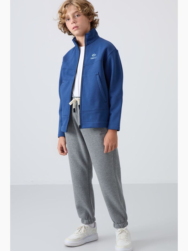 Infantil sweatshirt com gola zíper e bolso tommy Azul - Kiabi