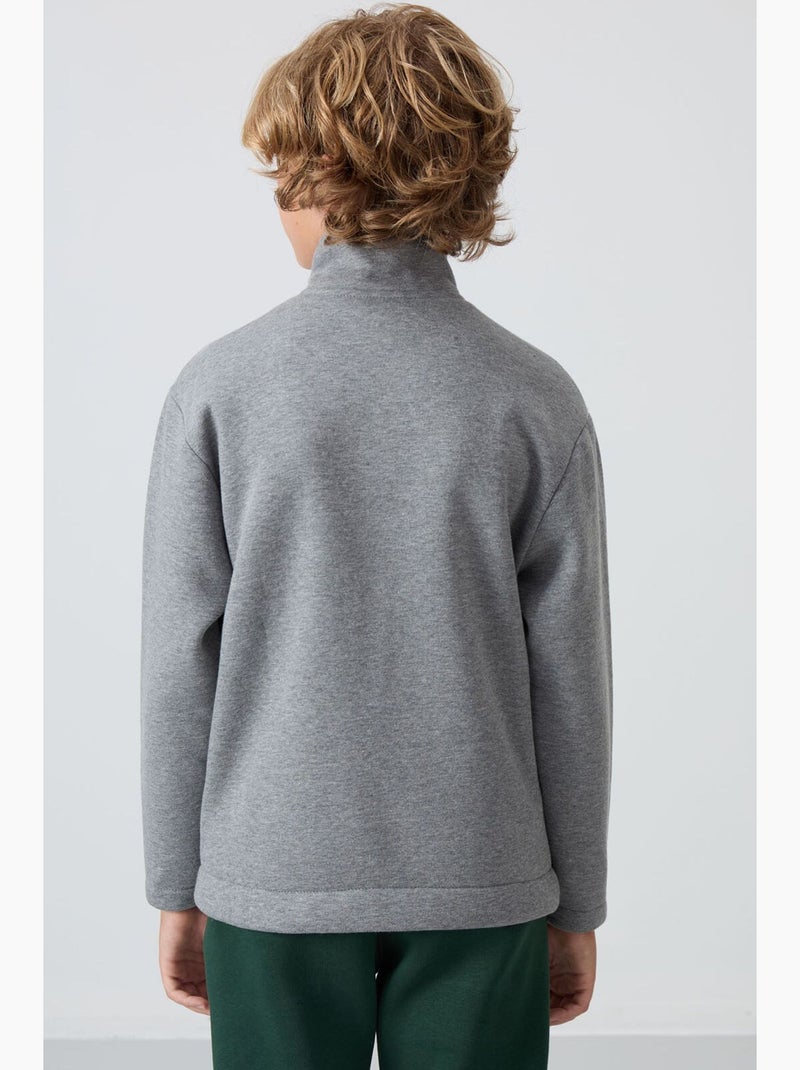 Infantil sweatshirt com gola zíper e bolso tommy Cinza - Kiabi