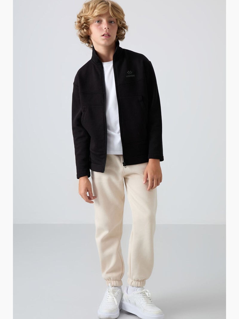 Infantil sweatshirt com gola zíper e bolso tommy Preto - Kiabi