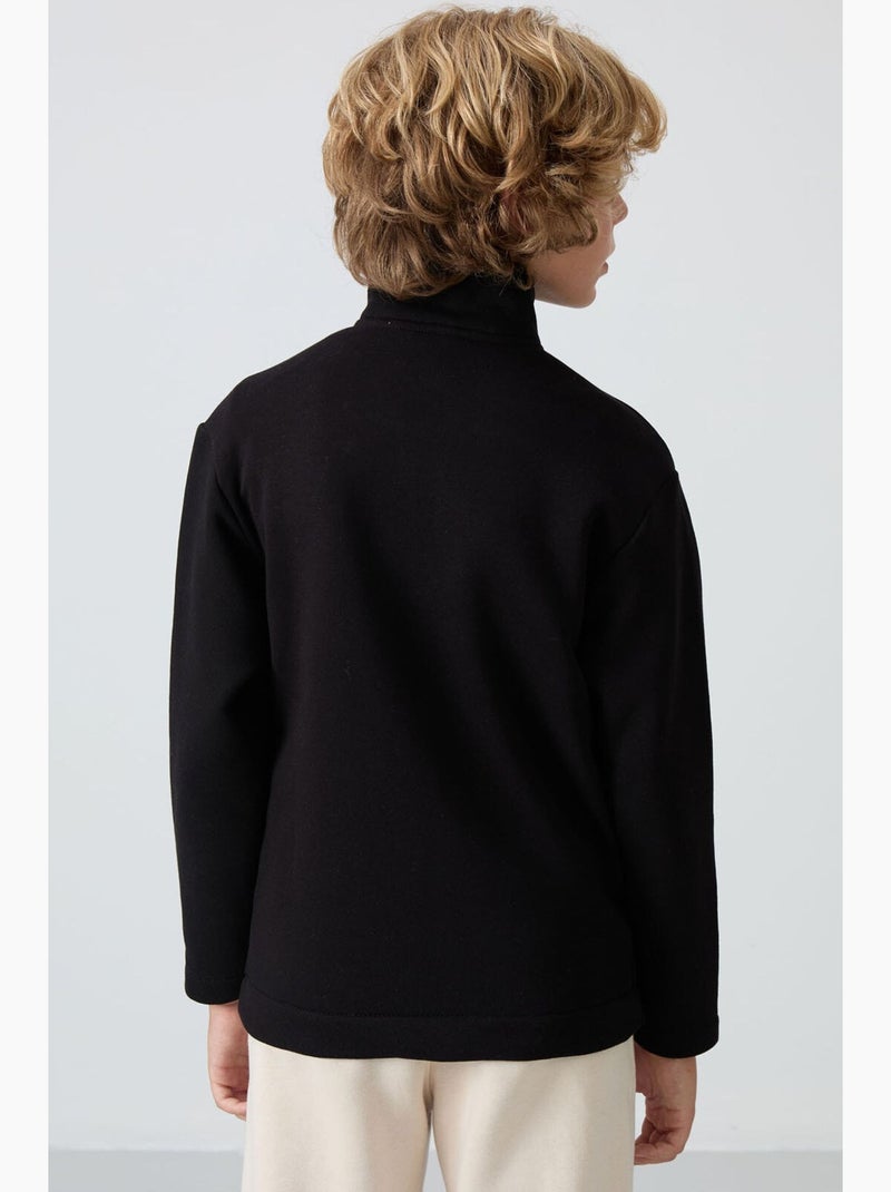 Infantil sweatshirt com gola zíper e bolso tommy Preto - Kiabi